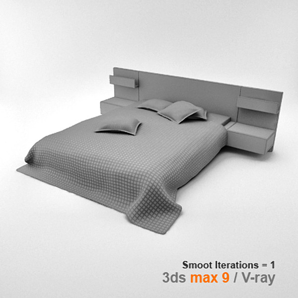 architectural visualization bedside cabinet 3d model - MALM bed 160 with bedside cabinet by lajhar